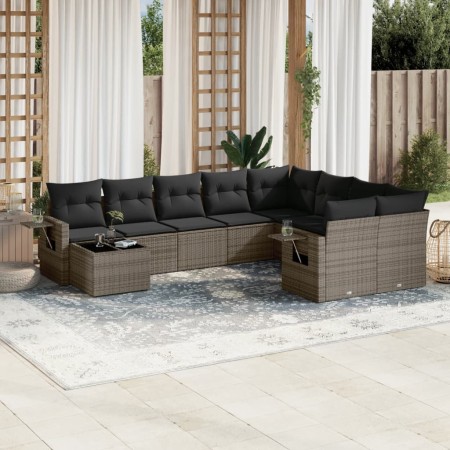 Set de sofás de jardín 10 pzas con cojines ratán sintético gris de , Conjuntos de jardín - Ref: Foro24-3220659, Precio: 590,8...