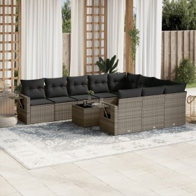 Set de sofás de jardín 11 pzas y cojines ratán sintético gris de , Conjuntos de jardín - Ref: Foro24-3220699, Precio: 648,51 ...