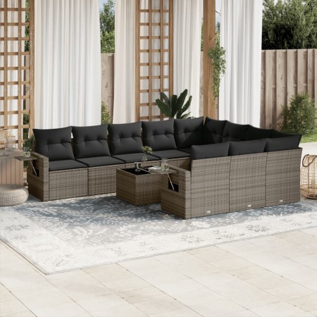 Set de sofás de jardín 11 pzas y cojines ratán sintético gris de , Conjuntos de jardín - Ref: Foro24-3220699, Precio: 648,51 ...