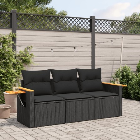 Set de sofás de jardín con cojines 3 pzas ratán sintético negro de , Conjuntos de jardín - Ref: Foro24-3226594, Precio: 219,8...