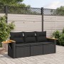 Set de sofás de jardín con cojines 3 pzas ratán sintético negro de , Conjuntos de jardín - Ref: Foro24-3226594, Precio: 219,8...