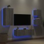 Muebles de TV de pared con luces LED 4 piezas gris Sonoma en Muebles TV | Comprar online en Foru.es