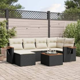 Set de comedor de jardín 7 pzas y cojines ratán sintético negro de , Conjuntos de jardín - Ref: Foro24-3227022, Precio: 416,6...