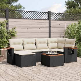 Set de comedor de jardín 7 pzas y cojines ratán sintético negro de , Conjuntos de jardín - Ref: Foro24-3227022, Precio: 405,7...