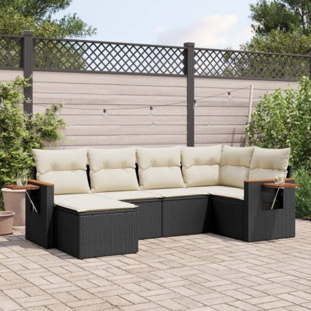 Set de sofás de jardín 6 piezas y cojines ratán sintético negro de , Conjuntos de jardín - Ref: Foro24-3227015, Precio: 365,5...