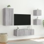 Muebles de TV de pared con luces LED 4 piezas gris Sonoma en Muebles TV | Comprar online en Foru.es