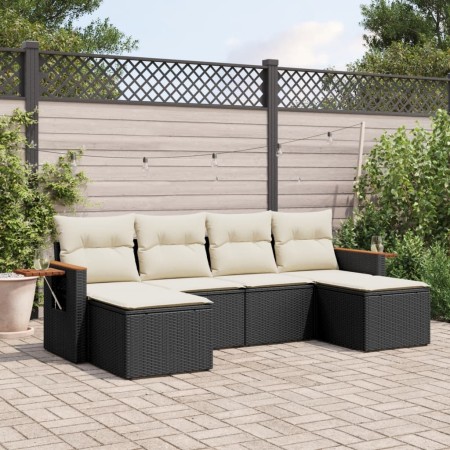 Set de sofás de jardín 6 piezas y cojines ratán sintético negro de , Conjuntos de jardín - Ref: Foro24-3227057, Precio: 328,5...