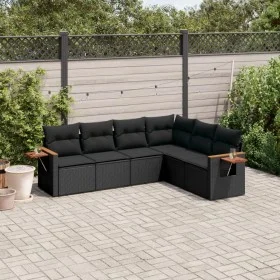 Set de sofás de jardín 6 piezas y cojines ratán sintético negro de , Conjuntos de jardín - Ref: Foro24-3226839, Precio: 428,9...
