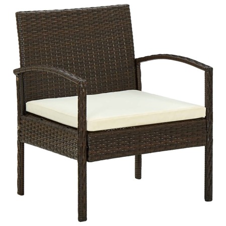 Silla de jardín con cojín ratán sintético marrón de vidaXL, Sillas de jardín - Ref: Foro24-45794, Precio: 88,75 €, Descuento: %