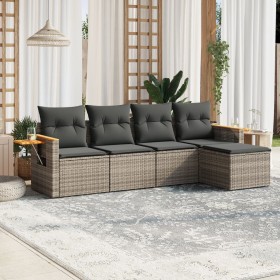 Juego de sofás jardín con cojines 5 pzas ratán sintético gris de , Conjuntos de jardín - Ref: Foro24-3226760, Precio: 295,58 ...