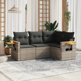 Set de sofás de jardín 4 pzas y cojines ratán sintético gris de , Conjuntos de jardín - Ref: Foro24-3226774, Precio: 280,85 €...