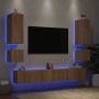 Muebles de TV de pared con luces LED 6 piezas roble Sonoma en Muebles TV | Comprar online en Foru.es