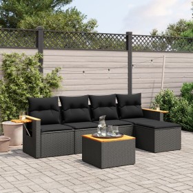 Set de sofás de jardín 6 piezas y cojines ratán sintético negro de , Conjuntos de jardín - Ref: Foro24-3226762, Precio: 353,6...