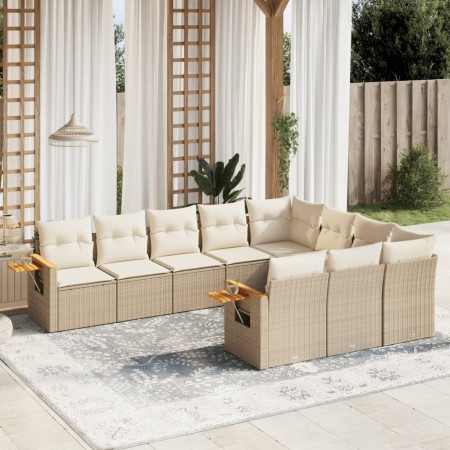 Juego de sofás jardín con cojines beige 10 pzas ratán sintético de , Conjuntos de jardín - Ref: Foro24-3227178, Precio: 688,2...