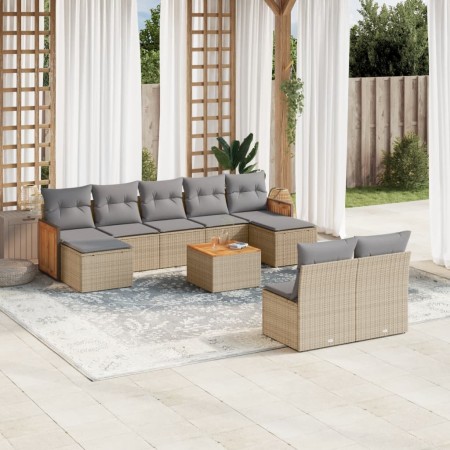 Juego de sofás jardín con cojines beige 10 pzas ratán sintético de , Conjuntos de jardín - Ref: Foro24-3228061, Precio: 518,8...