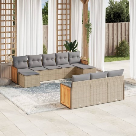 Juego de sofás jardín con cojines beige 10 pzas ratán sintético de , Conjuntos de jardín - Ref: Foro24-3228096, Precio: 563,5...