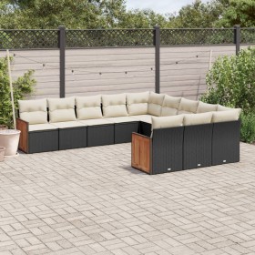 Set de sofás de jardín 11 pzas y cojines ratán sintético negro de , Conjuntos de jardín - Ref: Foro24-3228107, Precio: 601,83...