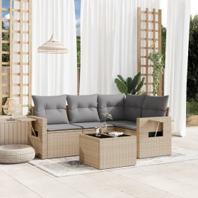 Juego de sofás jardín con cojines 5 pzas ratán sintético beige de , Conjuntos de jardín - Ref: Foro24-3252456, Precio: 378,14...
