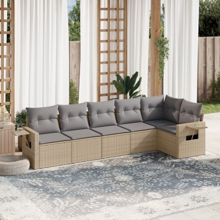 Juego de sofás jardín con cojines 6 pzas ratán sintético beige de , Conjuntos de jardín - Ref: Foro24-3252526, Precio: 433,29...
