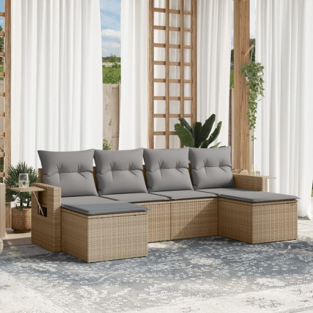 Juego de sofás jardín con cojines 6 pzas ratán sintético beige de , Conjuntos de jardín - Ref: Foro24-3252856, Precio: 408,99...