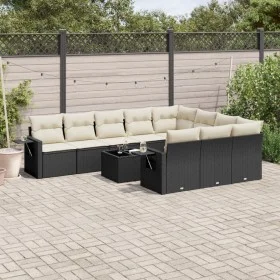 Set de sofás de jardín 11 pzas y cojines ratán sintético negro de , Conjuntos de jardín - Ref: Foro24-3253033, Precio: 645,37...