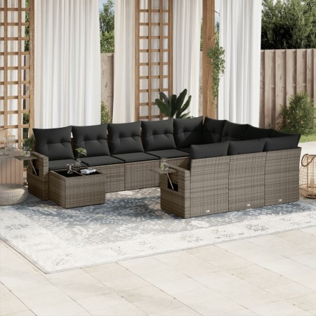 Set de sofás de jardín 11 pzas y cojines ratán sintético gris de , Conjuntos de jardín - Ref: Foro24-3253067, Precio: 649,55 ...
