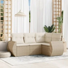 Juego de sofás jardín con cojines 4 pzas ratán sintético beige de , Conjuntos de jardín - Ref: Foro24-3221307, Precio: 378,56...