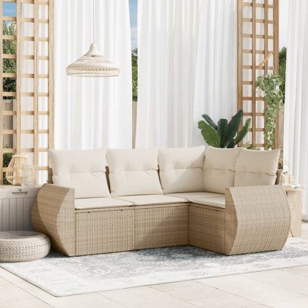 Juego de sofás jardín con cojines 4 pzas ratán sintético beige de , Conjuntos de jardín - Ref: Foro24-3221307, Precio: 335,86...