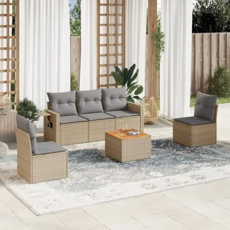 Gartensofa-Set mit 6-teiligen Kissen aus synthetischem Rattan in Beige. von , Modulare Sofas für den Außenbereich - Ref: Foro...