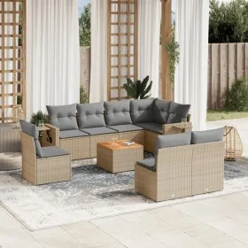 Gartensofa-Set, 9-teilig, mit Kissen, aus synthetischem Rattan in Beige. von , Modulare Sofas für den Außenbereich - Ref: For...