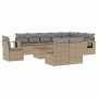 Set de sofás de jardín 11pzas con cojines ratán sintético beige de , Sofás modulares de exterior - Ref: Foro24-3224617, Preci...