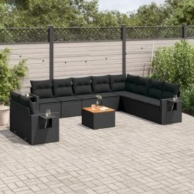 Set de sofás de jardín 11 pzas y cojines ratán sintético negro by , Modular outdoor sofas - Ref: Foro24-3224634, Price: 739,2...