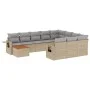 Gartensofa-Set 11-teilig mit beigen Polstern aus synthetischem Rattan von , Modulare Sofas für den Außenbereich - Ref: Foro24...