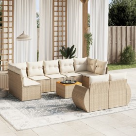 Juego de sofás jardín con cojines beige 10 pzas ratán sintético de , Conjuntos de jardín - Ref: Foro24-3225155, Precio: 673,5...