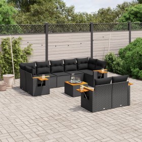 Set de sofás de jardín 10 pzas cojines ratán sintético negro de , Conjuntos de jardín - Ref: Foro24-3227133, Precio: 629,36 €...