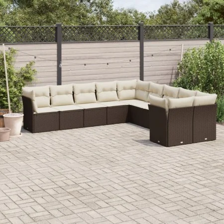 Set de sofás de jardín 10 pzas y cojines ratán sintético marrón de , Conjuntos de jardín - Ref: Foro24-3218243, Precio: 666,4...