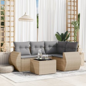 Juego de sofás jardín con cojines 5 pzas ratán sintético beige de , Conjuntos de jardín - Ref: Foro24-3221318, Precio: 344,66...