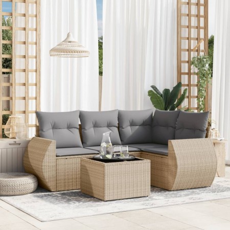 Juego de sofás jardín con cojines 5 pzas ratán sintético beige de , Conjuntos de jardín - Ref: Foro24-3221318, Precio: 344,66...