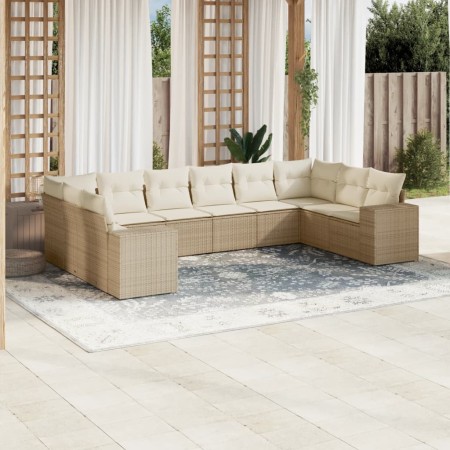 Juego de sofás jardín con cojines beige 10 pzas ratán sintético de , Conjuntos de jardín - Ref: Foro24-3223067, Precio: 655,3...
