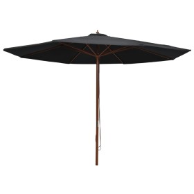 Sombrilla de jardín con palo de madera negro 350 cm de vidaXL, Sombrillas - Ref: Foro24-47138, Precio: 109,13 €, Descuento: %