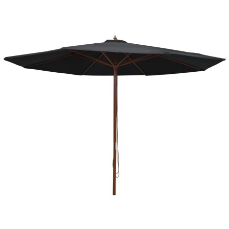 Sombrilla de jardín con palo de madera negro 350 cm de vidaXL, Sombrillas - Ref: Foro24-47138, Precio: 109,13 €, Descuento: %