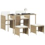 Set comedor de jardín 5 pzas con cojines ratán sintético beige de , Conjuntos de jardín - Ref: Foro24-365083, Precio: 220,73 ...
