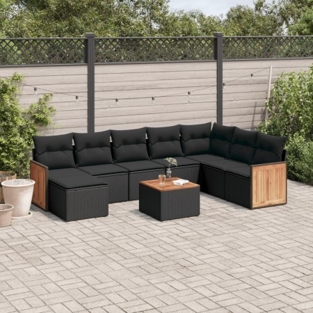 Set de sofás de jardín 8 piezas y cojines ratán sintético negro de , Conjuntos de jardín - Ref: Foro24-3227931, Precio: 526,6...