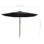 Sombrilla de jardín con palo de madera negro 350 cm de vidaXL, Sombrillas - Ref: Foro24-47138, Precio: 109,13 €, Descuento: %