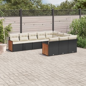 Set de sofás de jardín 10 pzas cojines ratán sintético negro de , Conjuntos de jardín - Ref: Foro24-3228016, Precio: 549,96 €...