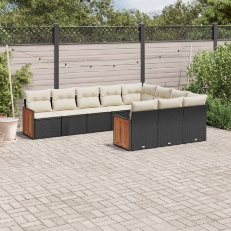Set de sofás de jardín 10 pzas cojines ratán sintético negro de , Conjuntos de jardín - Ref: Foro24-3228016, Precio: 549,96 €...