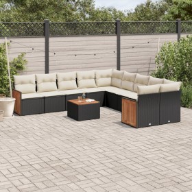 Set de sofás de jardín 11 pzas y cojines ratán sintético negro de , Conjuntos de jardín - Ref: Foro24-3228037, Precio: 596,94...