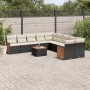 Set de sofás de jardín 11 pzas y cojines ratán sintético negro de , Conjuntos de jardín - Ref: Foro24-3228037, Precio: 596,94...