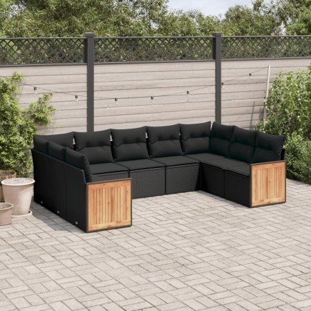 Set de sofás de jardín 8 piezas y cojines ratán sintético negro de , Conjuntos de jardín - Ref: Foro24-3227952, Precio: 562,8...