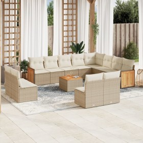 Set sofás de jardín con cojines 13 pzas ratán sintético beige de , Conjuntos de jardín - Ref: Foro24-3228158, Precio: 811,00 ...